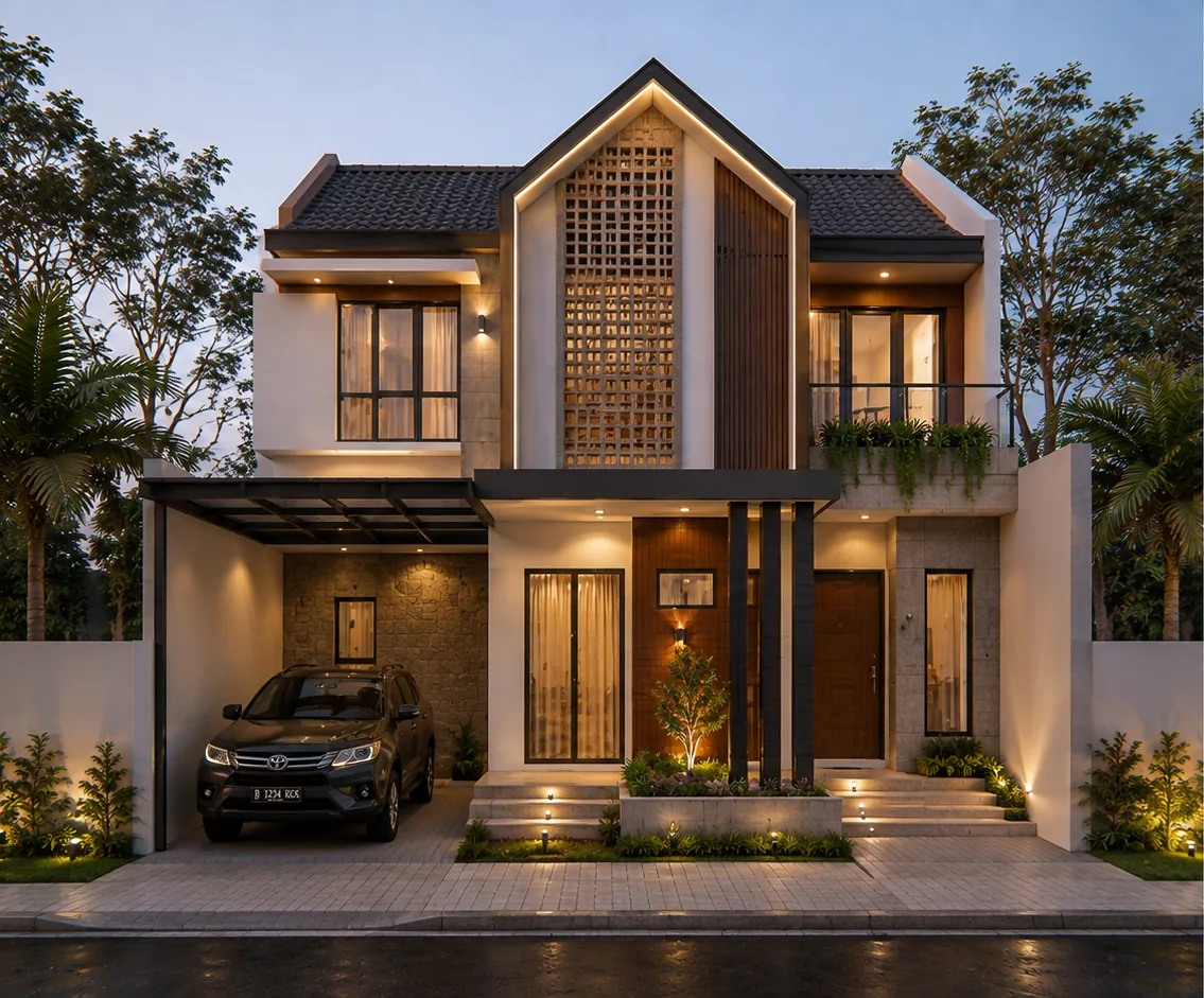 Rumah Gable dengan Roster